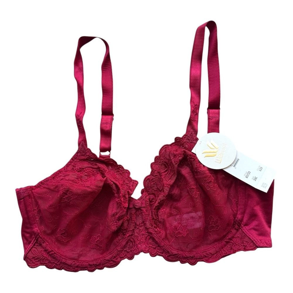 Wacoal Renaissance Rose Underwire Bra, Style 85720 - 34C, RED